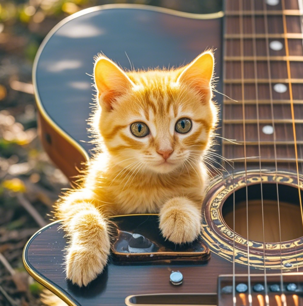 The Yellow Kitten on the Guitar - Image 3