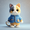 Adorable Felt - Art Cat in 3D Rendering: A Dreamy Masterpiece - Image 2