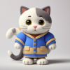Adorable Felt - Art Cat in 3D Rendering: A Dreamy Masterpiece - Image 3