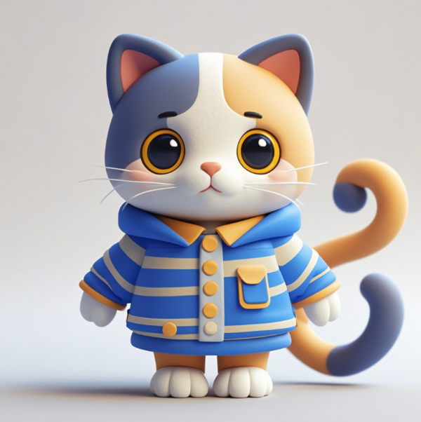 Adorable Felt - Art Cat in 3D Rendering: A Dreamy Masterpiece - Image 4